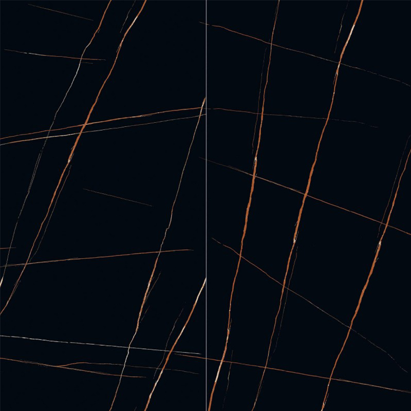 9MM Modern Design Lauren Black Gold Sintered Stone Porcelain Slab