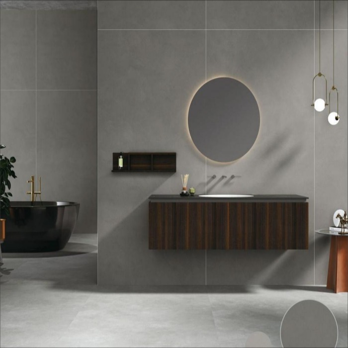 3MM Tuscan Cement Dark Gray Modern Customizable Vanity Slab 