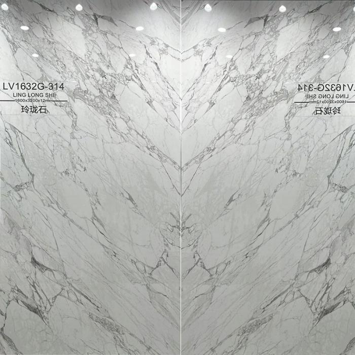 12mm Porcelain Tile Artificial Fine Lines Snow White Marble Sintered Stone Slab